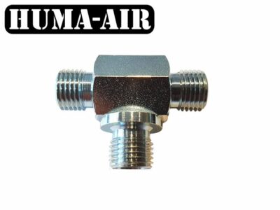 Adaptor Tee or T-bar 3 x 1/4″ BSP male suitable for bonded seals